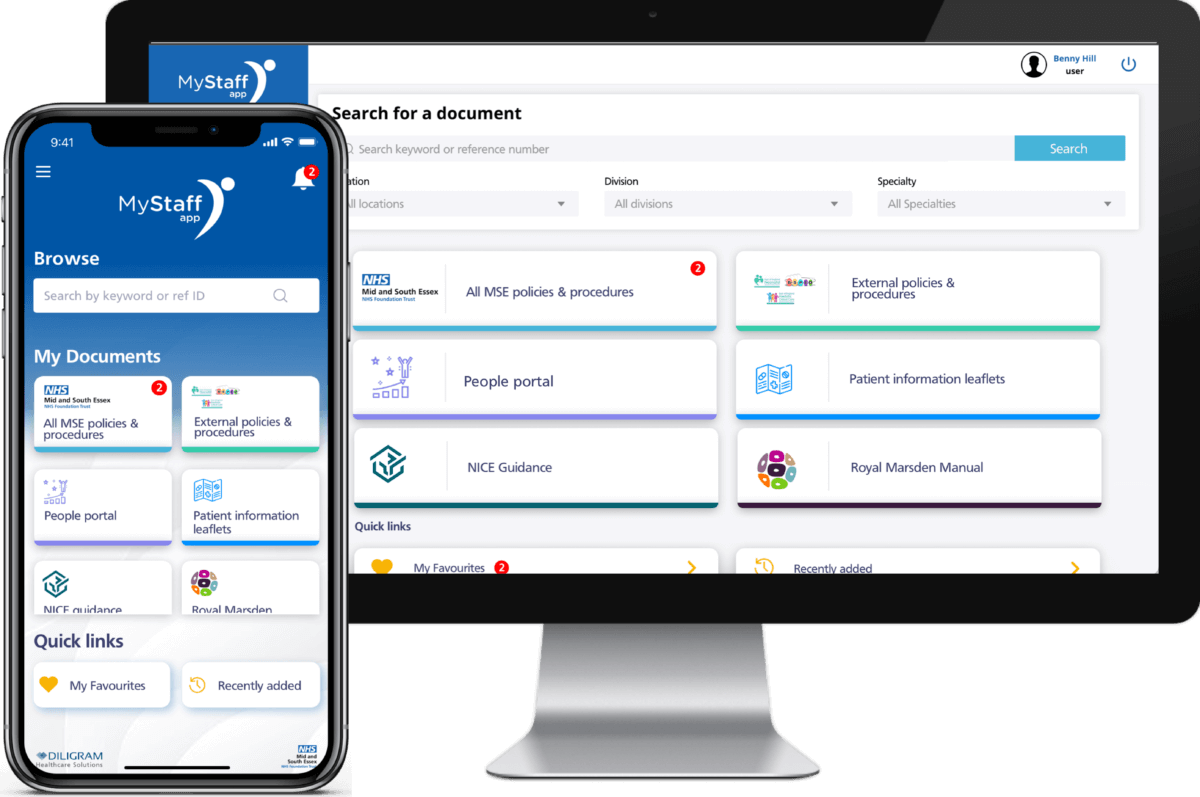 screenshot of MyStaff app